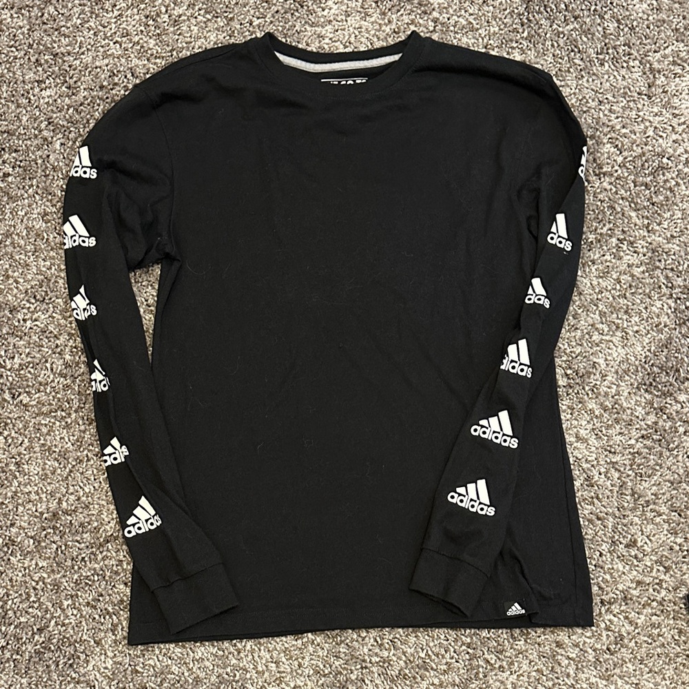 Adidas Black Crewneck with Logo Sleeves